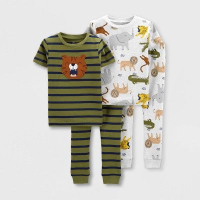 Toddler Boys' 4pc Tiger Short Sleeve Snug Fit Pajama Set - Just One You® made by carter's Green | Target