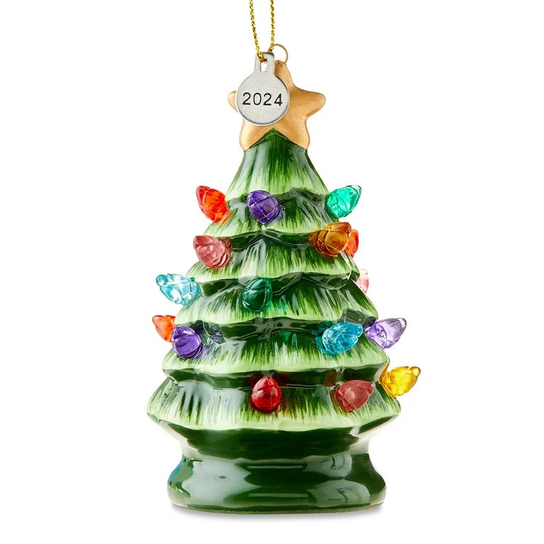 Mr. Christmas 4" Nostalgic Ceramic Lit Tree Ornament Decoration, Green | Walmart (US)