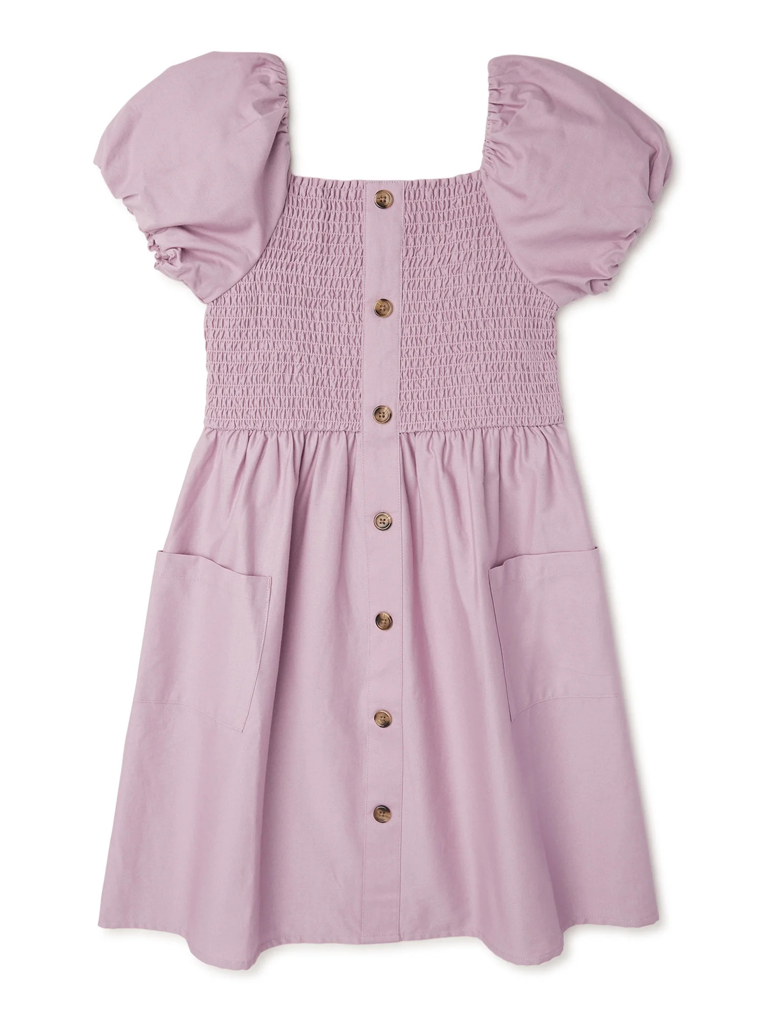 Wonder Nation Girls’ Puff Sleeve Dress Sizes 4-18 & Plus | Walmart (US)