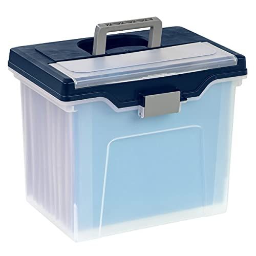 Office Depot Large Mobile File Box, Letter Size, 11 5/8in.H x 13 3/6in.W x 10in.D, Clear/Blue, 11098 | Amazon (US)