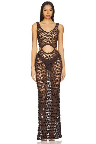 Elena Maxi Dress in Brown | Revolve Clothing (Global)