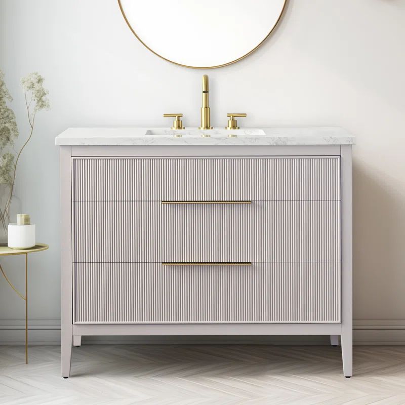 Emma 42'' Single Bathroom Vanity with Engineered Stone Top | Wayfair North America