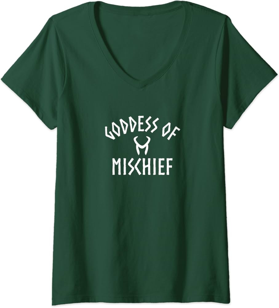 Womens Goddess of Mischief, Loki and Sylvie Matching Designs V-Neck T-Shirt | Amazon (US)