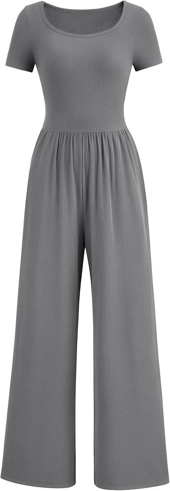 PRETTYGARDEN Women's Short Sleeve Wide Leg One Piece Jumpsuit | Amazon (US)