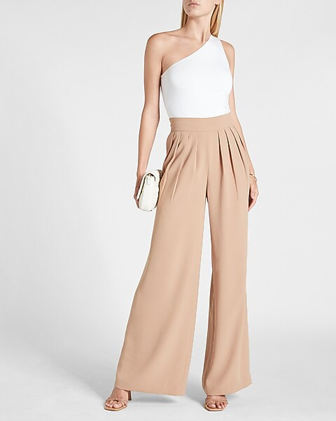 High Waisted Pleated Wide Leg Pant | Express