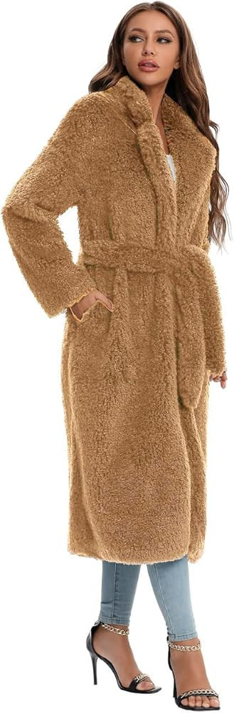 SUGAR POISON Women Faux Fur Winter Coats With Belt | Amazon (US)