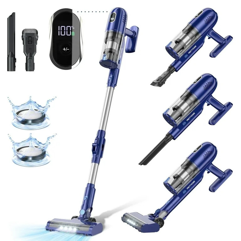 PrettyCare Cordless Vacuum Cleaner, 30Kpa/45min/7-in-1 Stick Vacuum with Foldable Pole, P1 | Walmart (US)