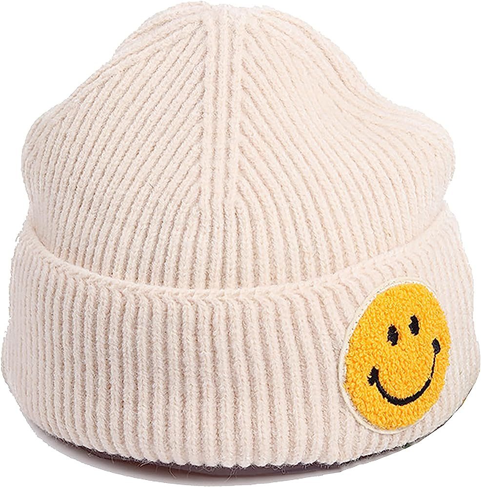 REENLOON Smiley Face Beanie Hat for Women Girls Cool Beanies with Designs Embroidery Winter Warm ... | Amazon (US)
