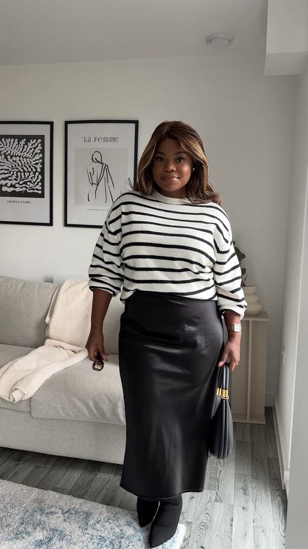 dress for yourself ✨ 

nothing beats a black satin midi skirt, striped sweater and ankle sock boots 

#ootd #classystyle #ElegantOutfits #classicstyle 


#LTKmidsize #LTKVideo #LTKeurope