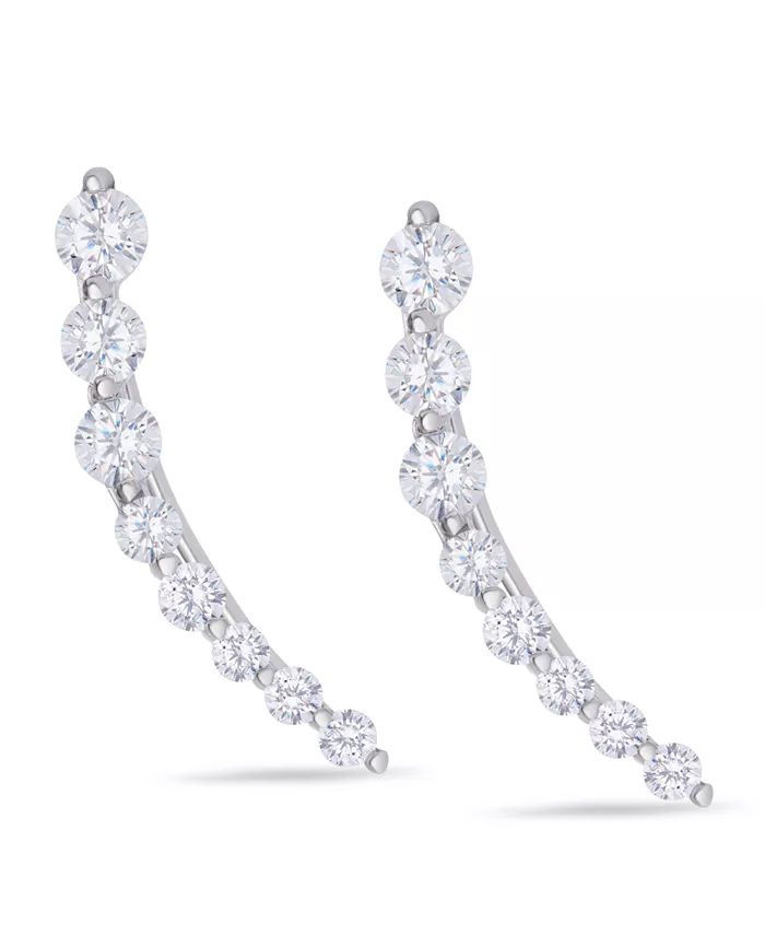 Cubic Zirconia Ear Climber Earrings in Silver Plate, Rose Gold Plate or Gold Plate | Macys (US)