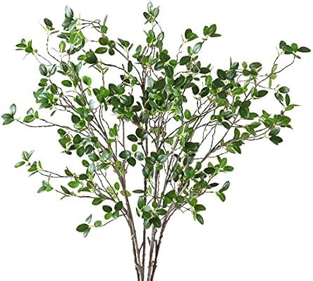 Htmeing Artificial Eucalytus Green Branches Faux Ficus Twig Home Office Shop Decoration (5 pcs) | Amazon (US)