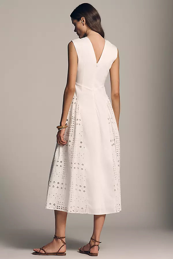 En Elly V-Neck Drop-Waist Pleated Midi Dress | Anthropologie (US)