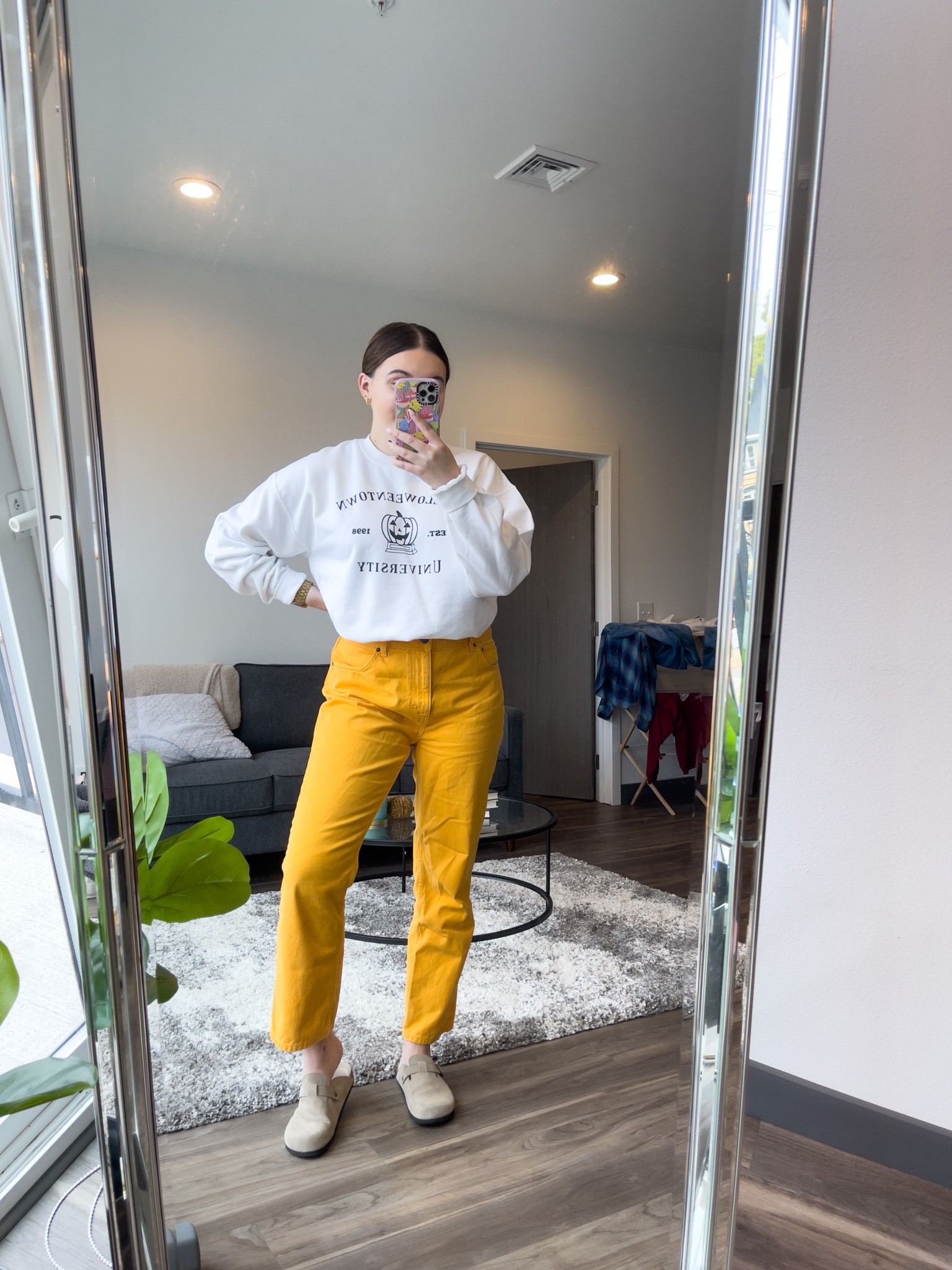 Casual Halloween outfit idea! Featuring a Halloween graphic sweatshirt and orange jeans 

I’m wearing a L sweatshirt, size 31 jeans and size 9 clogs

#LTKSeasonal #LTKHalloween #LTKstyletip