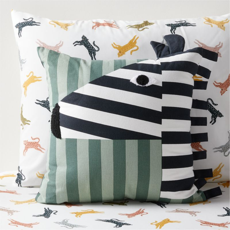 Zebra Face Striped Embroidered Kids Throw Pillow + Reviews | Crate & Kids | Crate & Barrel
