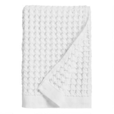 White Waffle Weave Cotton Hand Towel | World Market