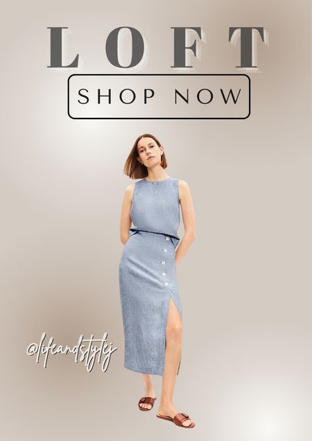 The Loft Chambray Linen Button Trim Midi Skirt combines classic charm with modern sophistication.Pair it with a tucked-in blouse and sandals for a chic daytime look, or elevate it with a fitted top and heels for an evening out. Versatile and breezy!

#LTKOver40 #LTKStyleTip #LTKFindsUnder100