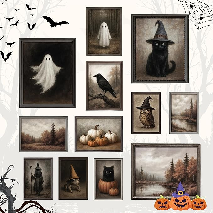 97 Decor Vintage Halloween Wall Art Prints - Ghost Pictures Wall Decor For Bedroom, Witchy Poster... | Amazon (US)