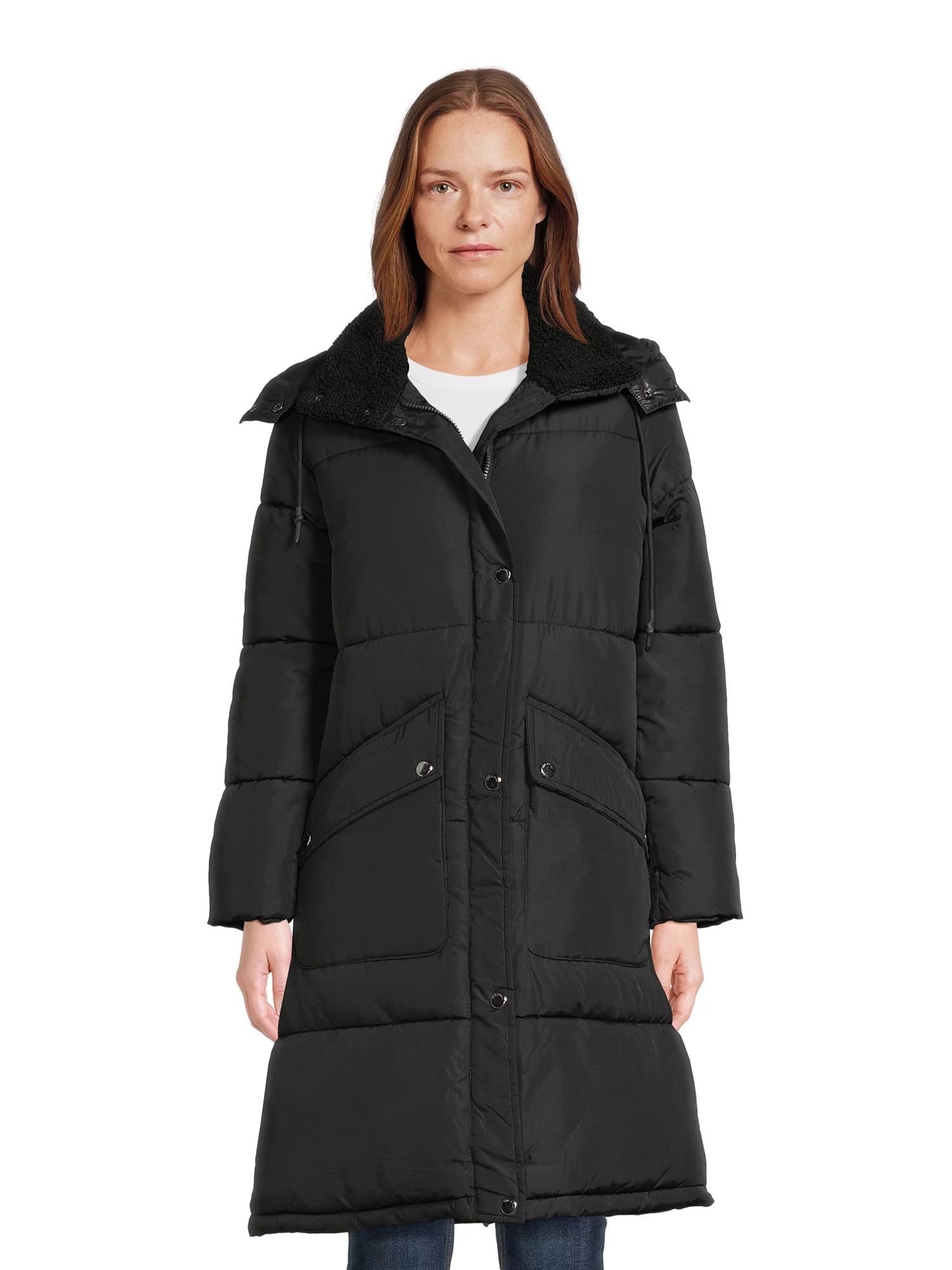 Big Chill Women's and Women's Plus Heavy Maxi Coat with Boucle Collar - Walmart.com | Walmart (US)