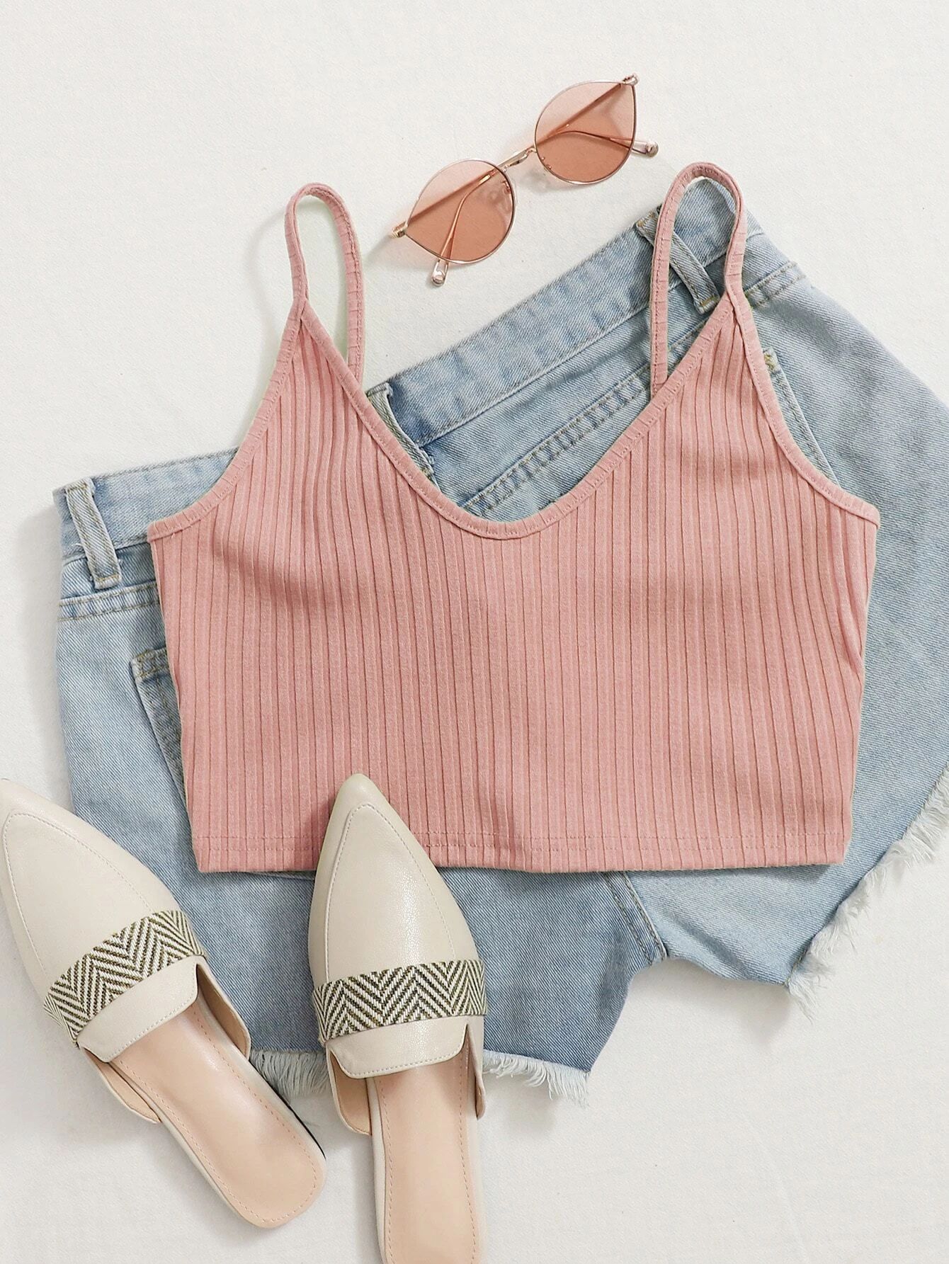 Ribbed Cropped Cami Top | SHEIN
