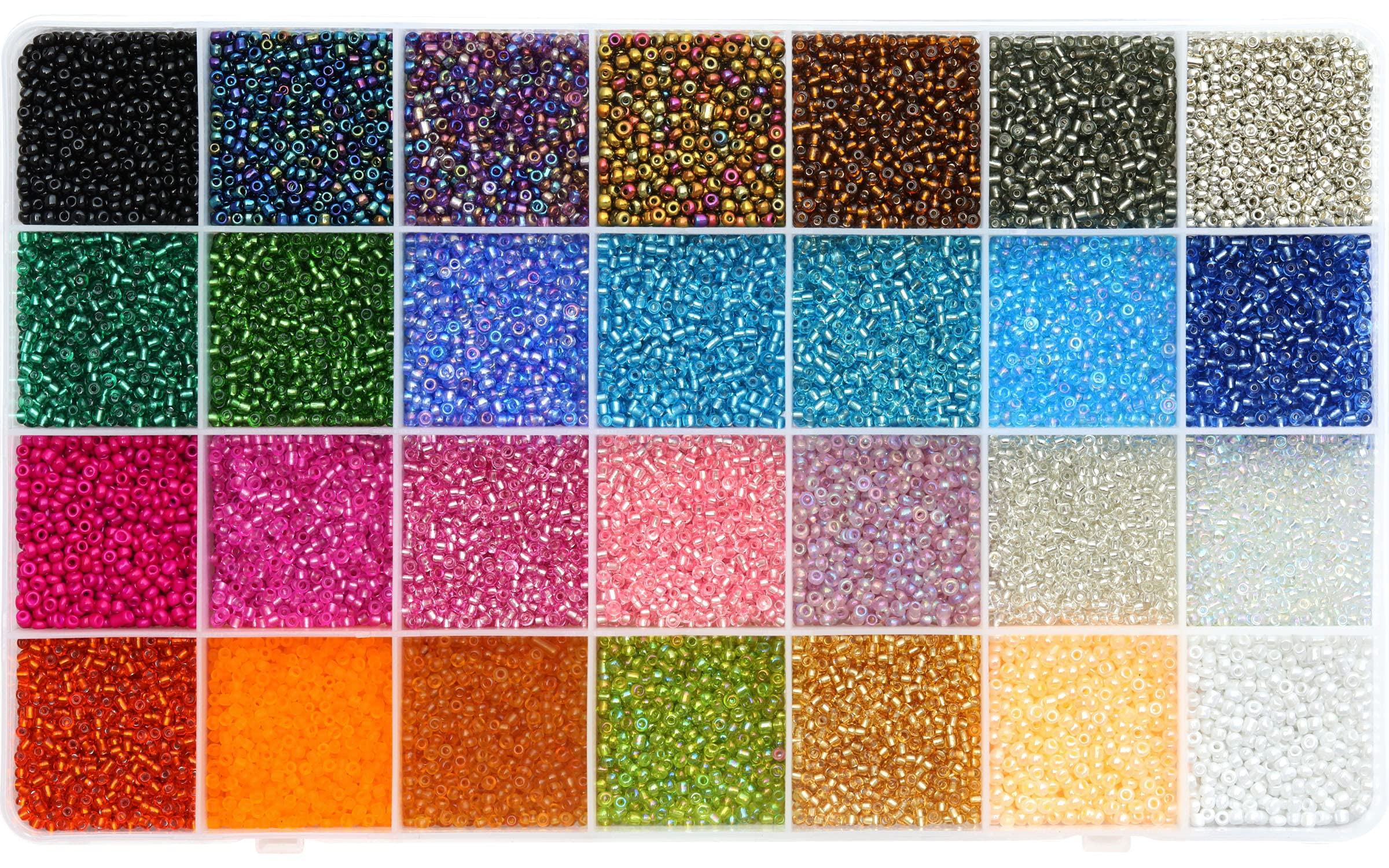 Ybxjges 24000Pcs 2mm Glass Seed Beads Kit, with 28 Colors Small Beads Kit for Girls,Women and Adu... | Amazon (US)