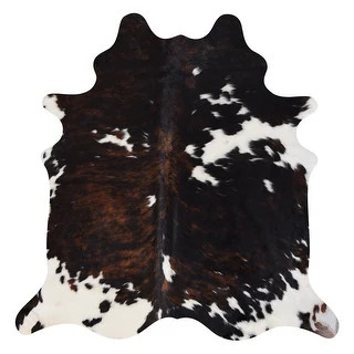 Real Cowhide Rug Tricolor & White - 6' x 7' - 6' x 7' - Natural/Diamond | Bed Bath & Beyond