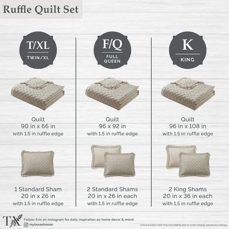 My Texas House King Quilt Set, All-Season, 3-Piece, Beige Trellis | Walmart (US)