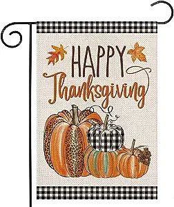 EKOREST Happy Thanksgiving Fall Garden Flags for Outdoor,12x18 Double Sided,Harvest Buffalo Plaid... | Amazon (US)