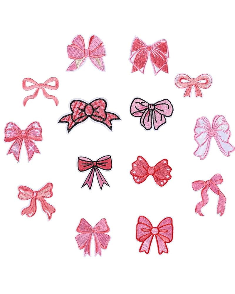 14 PCS Pink Bow Iron on Patches, Cute Bow Embroidered Applique, Coquette Sew on Patches for Hats,... | Amazon (US)