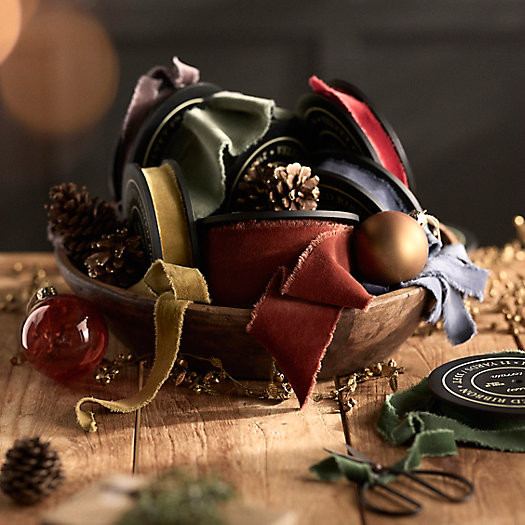 Antiqued Frayed Velvet Ribbon | Terrain