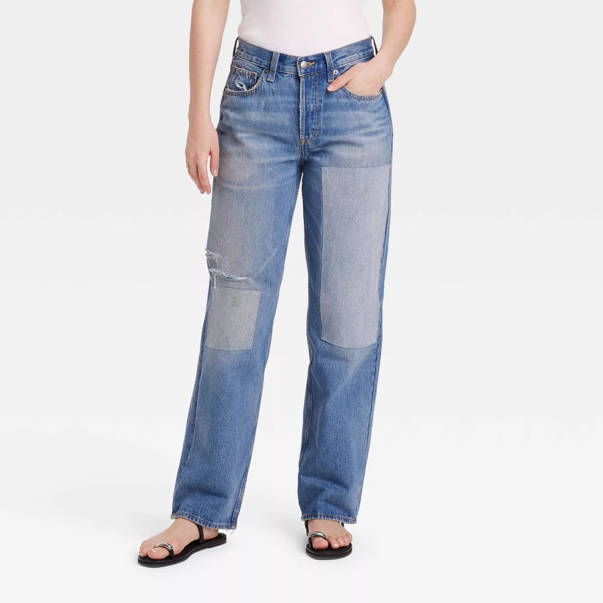 Women's Mid-Rise Patchwork 90's Baggy Jeans - Universal Thread™ | Target