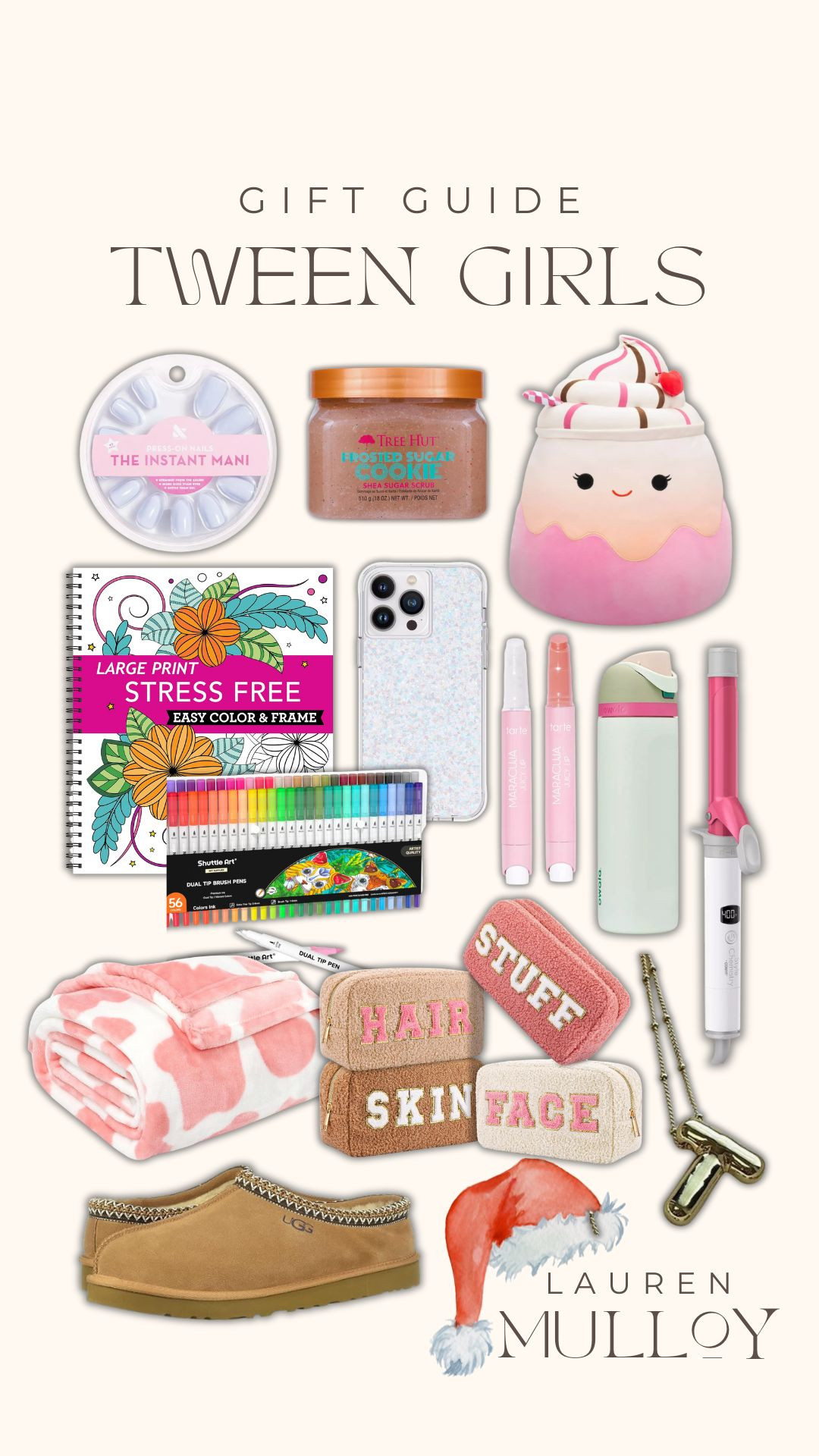 Gift Guide: Tween Girls🎅🏼🎄 

gift guide, gift ideas, gift guide for her, gift guide for tween girls, gift guide for girls, squishmallow, curling iron, owala water bottle, glamnetic fake nails, ugg slippers, tarte lip gloss, fuzzy blanket, coloring book, initial necklace,  Lauren Mulloy 

 #LTKCyberWeek #LTKGiftGuide #LTKHoliday