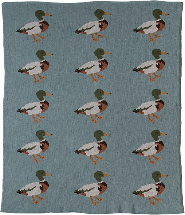 Creative Co-Op Cotton Knit Baby Blanket with Mallard Ducks, 40" L x 32" W | Amazon (US)