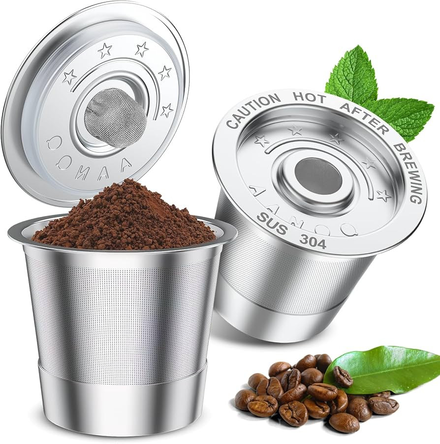 AANQQ 2 Pack K Cup Reusable Coffee Pods for Keurig: Stainless Steel Refillable K Cup - Reusable C... | Amazon (US)