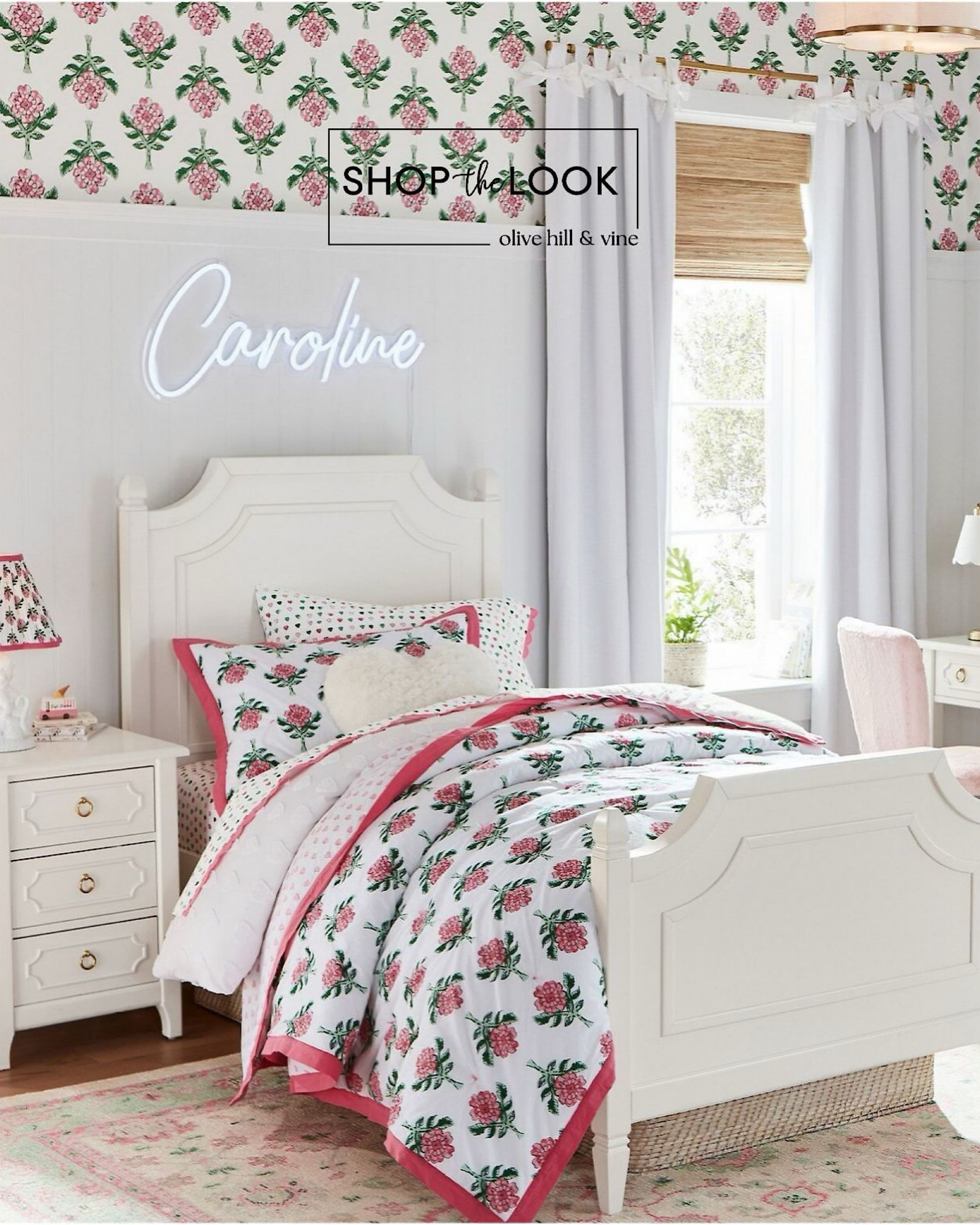 Blossom in style with this rosebud-themed girl's bedroom! Think Regency vibes, scallop accents, and heart-shaped details. From tufted heart duvets and rosebud patterns to a personalized neon light, every element is curated to make her space bloom with charm. 

#LTKFamily #LTKHome #LTKKids