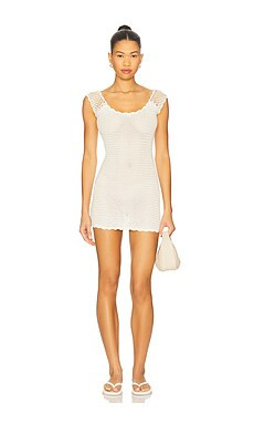 Frankies Bikinis Kai Crochet Mini Dress in Sand Dollar from Revolve.com | Revolve Clothing (Global)