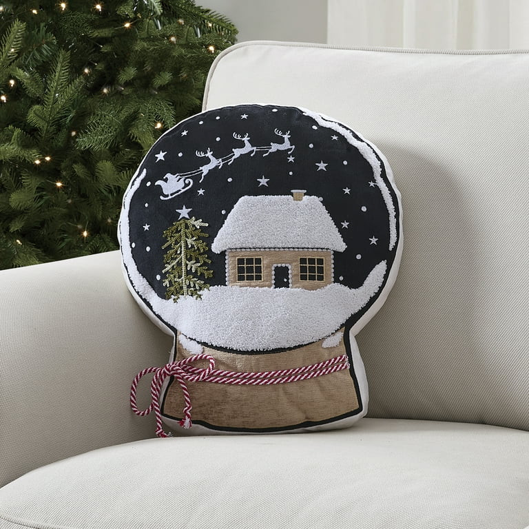 My Texas House 18" x 14" Black Snow Globe Holiday Decorative Pillow | Walmart (US)