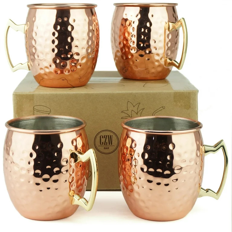 PG Set of 4 Moscow Mule Mug Copper Plated with Stainless Steel Lining 19.5oz | Walmart (US)
