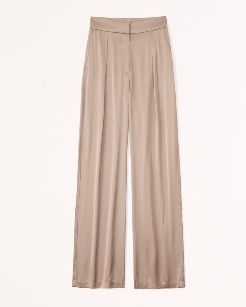 Abercrombie & Fitch Women's Satin Tailored Wide Leg Pant in Brown - Size 33 | Abercrombie & Fitch (US)