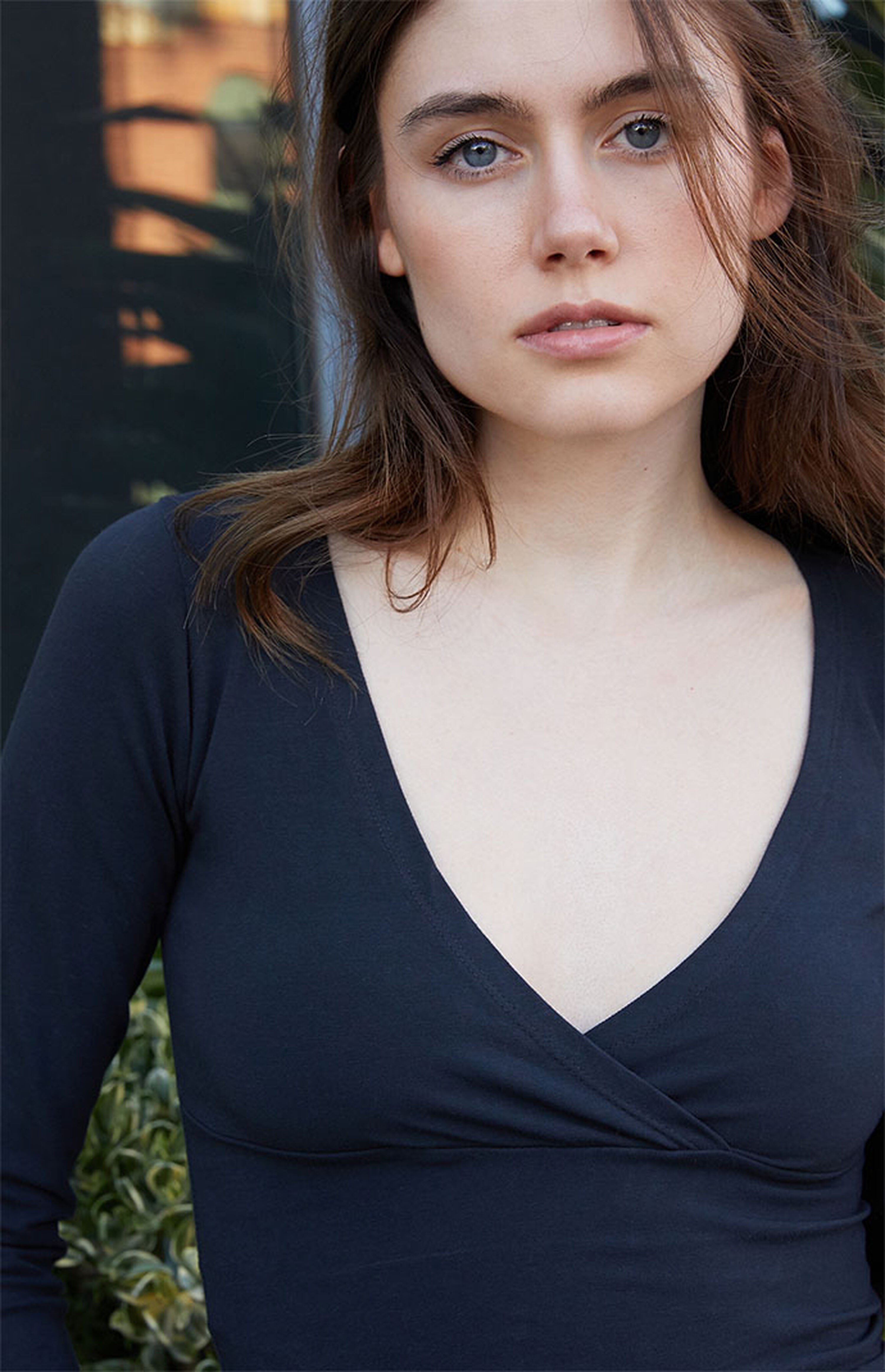 John Galt Black Amara Surplice Long Sleeve Top | PacSun