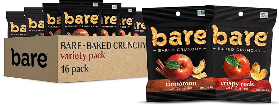 Bare Baked Crunchy Apples Fruit Snack Pack, Gluten Free, Fuji & Reds and Cinnamon Flavors, 0.53 O... | Amazon (US)