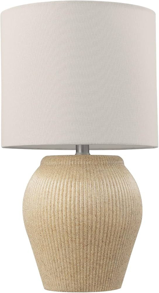 GLOBE Electric Emilia 17 in. Ceramic Table Lamp, Soft Beige Finish, White Linen Shade, On/Off Rot... | Amazon (US)