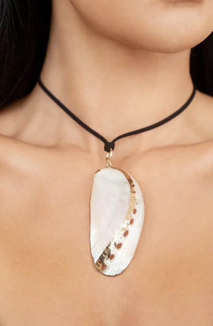 Shell Pendant Faux Suede Cord Necklace | Nordstrom