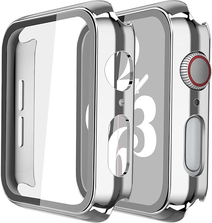 Misxi 2 Pack Hard PC Case with Tempered Glass Screen Protector Compatible with Apple Watch Series... | Amazon (US)