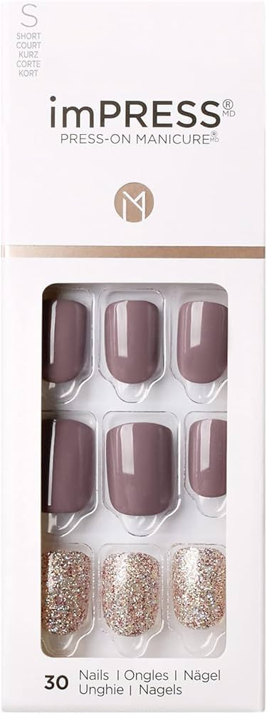 Amazon.com: KISS imPRESS Press-On Manicure, Nail Kit, PureFit Technology, Short Press-On Nails, S... | Amazon (US)