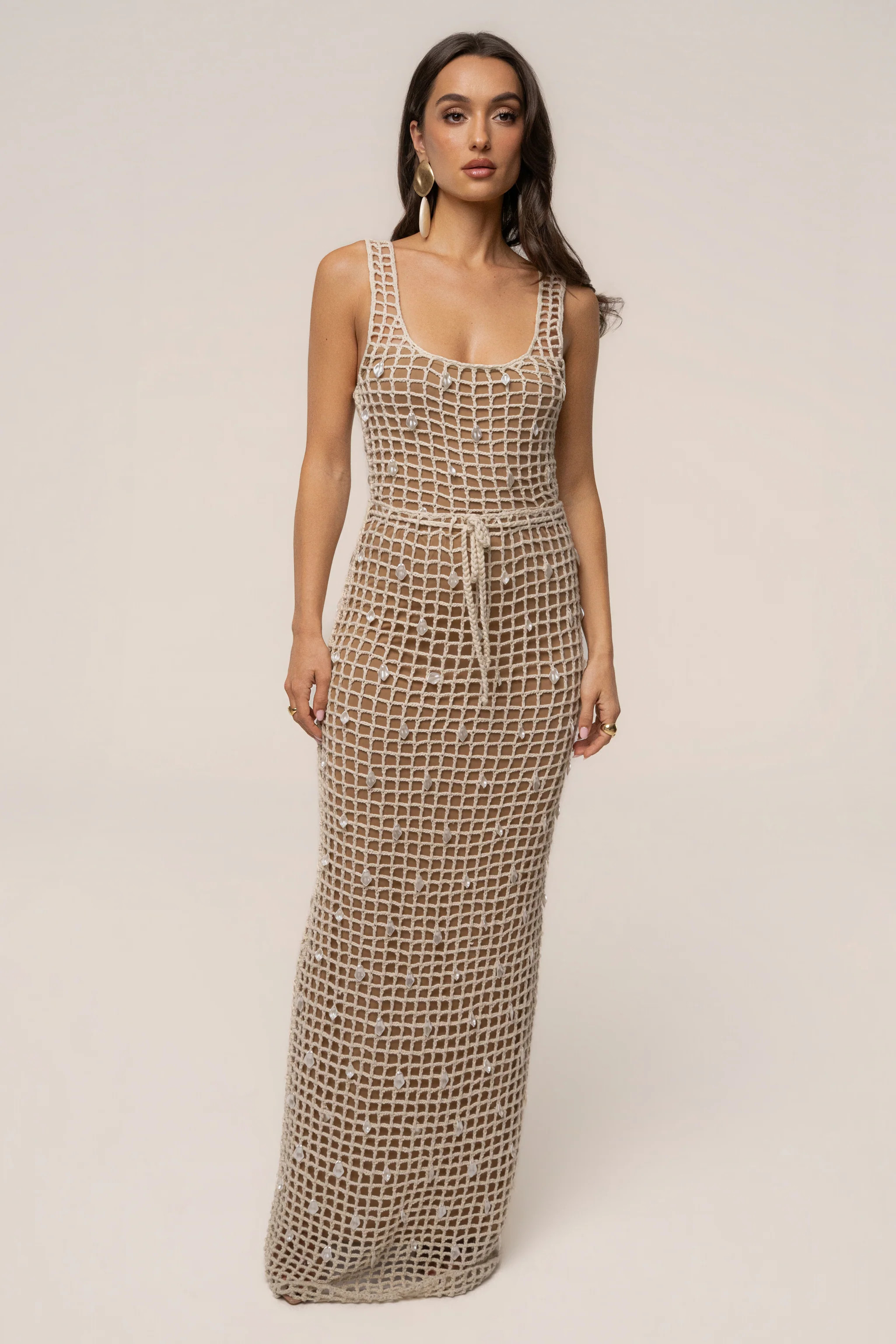 Ecru Pearl Shore Crochet Skirt | JLUXLABEL US