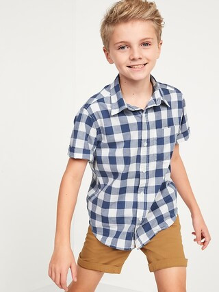 Gingham Built-In Flex Short-Sleeve Shirt for Boys | Old Navy (US)