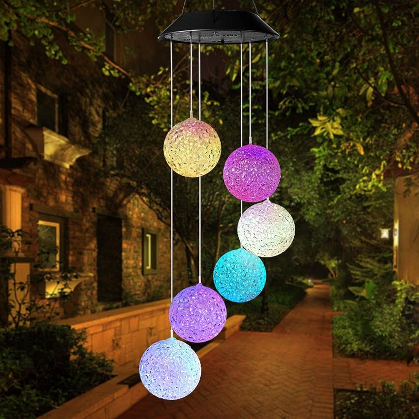 Topspeeder Color Changing Solar Power Wind Chime Spiral Spinner Crystal Ball Wind Mobile Portable... | Amazon (US)
