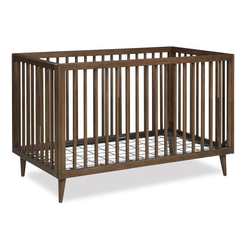 Novogratz Harper Modern Wood 3-in-1 Convertible Baby Crib for Nursery in Walnut | Homesquare