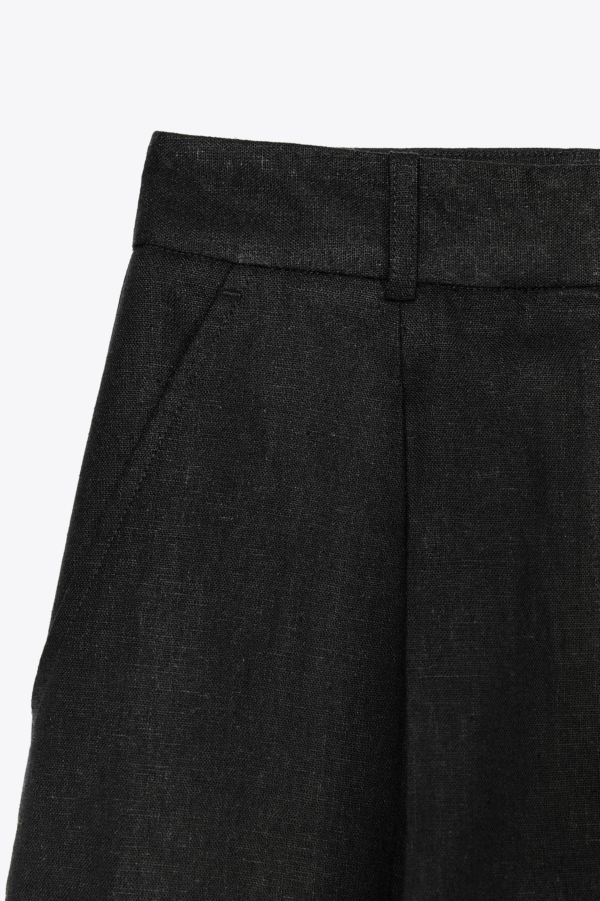 HIGH-WAIST LINEN BLEND BERMUDA SHORTS | Zara UK