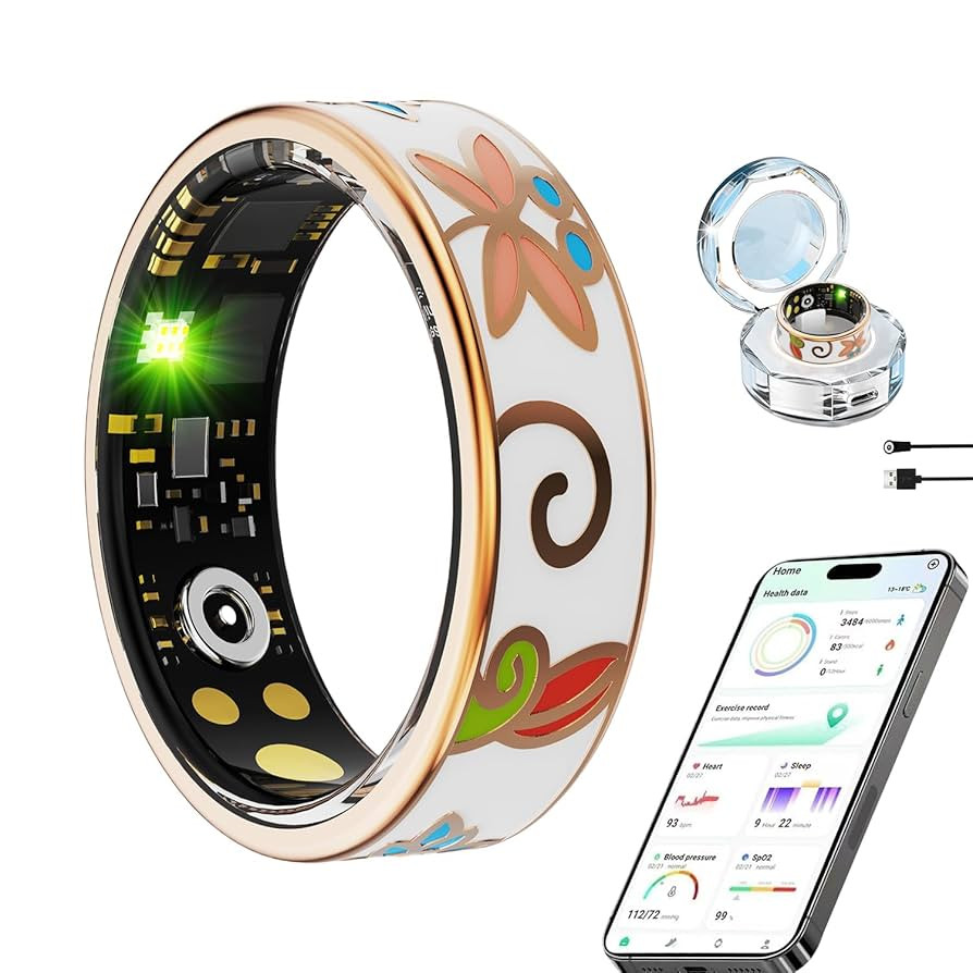 Smart Ring for Women,Fitness Tracker with Heart Rate,Blood Oxygen,Blood Pressure,Sleep Monitoring... | Amazon (US)